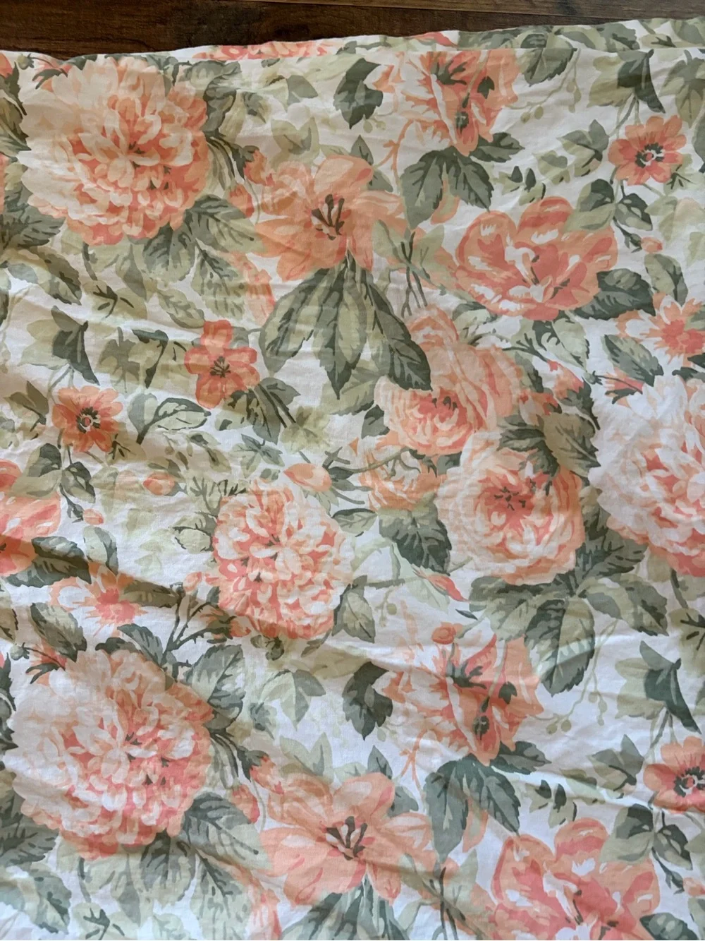 Laura Ashley Floral Pillow Shams in Peach and Green King Size